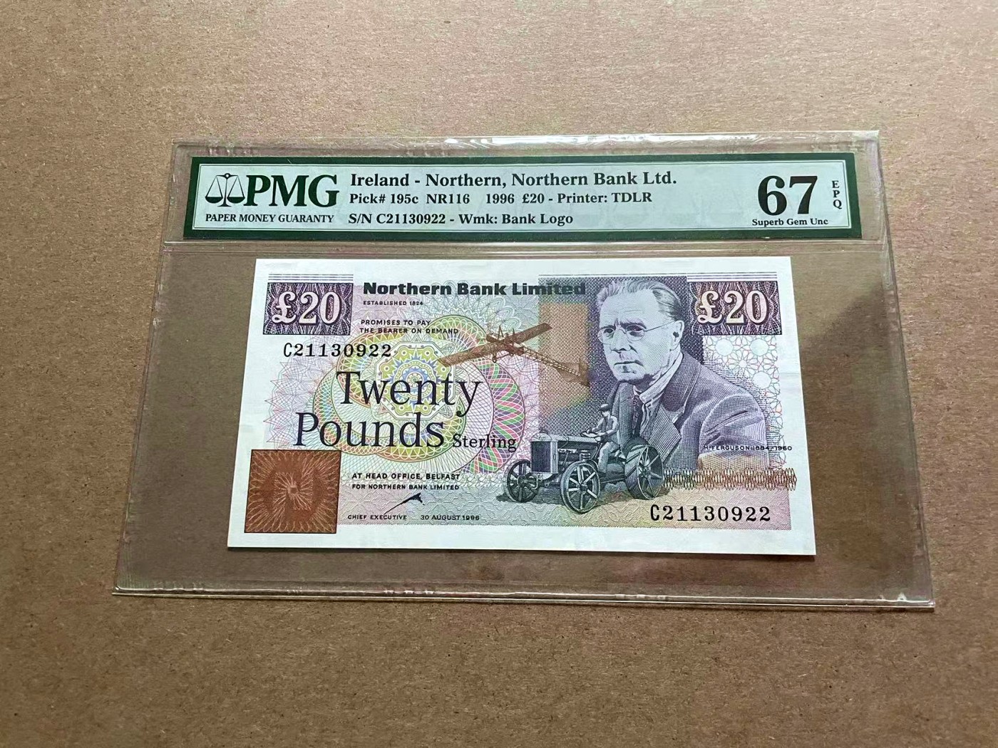 【Blue Auction】✨世界纸币精拍第434期【精】 【无47】北爱尔兰 1996年20镑 PMG67EPQ 高分