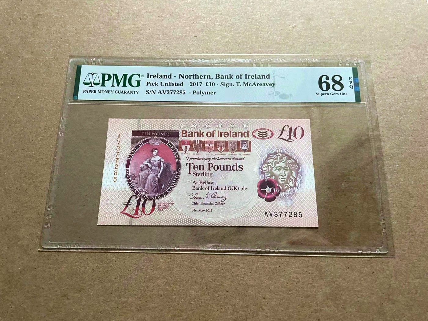 【Blue Auction】✨世界纸币精拍第434期【精】 北爱尔兰 2017年10镑 PMG68EPQ 超高分