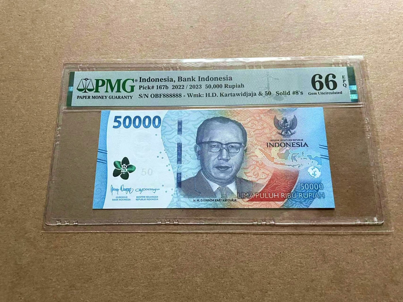 【Blue Auction】✨世界纸币精拍第434期【精】 【全同8】印尼 2023年50000卢比 PMG66EPQ  