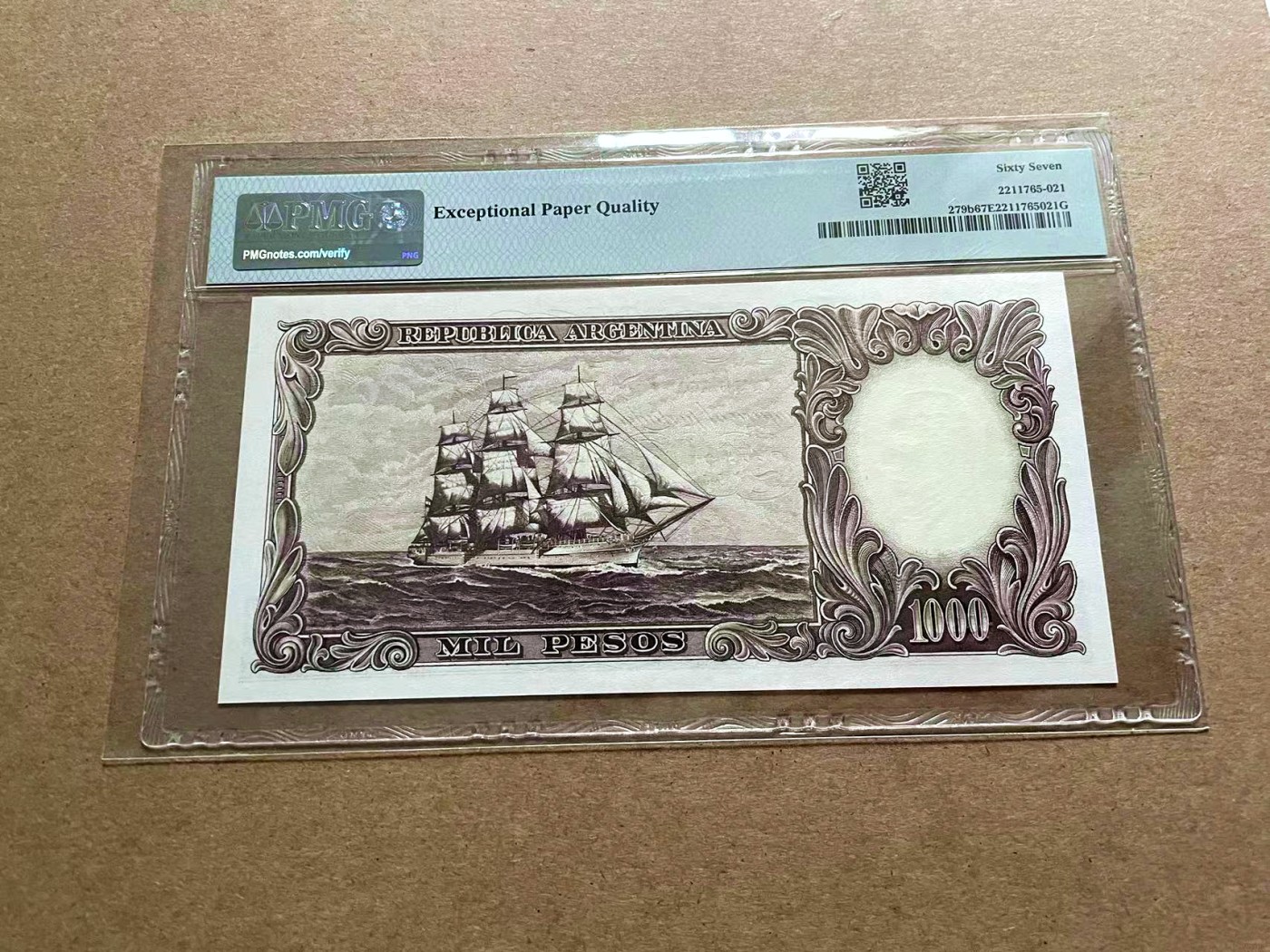 【Blue Auction】✨世界纸币精拍第434期【精】 阿根廷 1966-69年1000比索 PMG67EPQ 高分