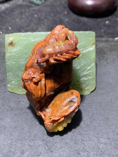 精美亚光北漂战国红玛瑙手工雕刻蜈蚣蝎子把件（吊坠）一个 - 精美亚光北漂战国红玛瑙手工雕刻蜈蚣蝎子把件（吊坠）一个