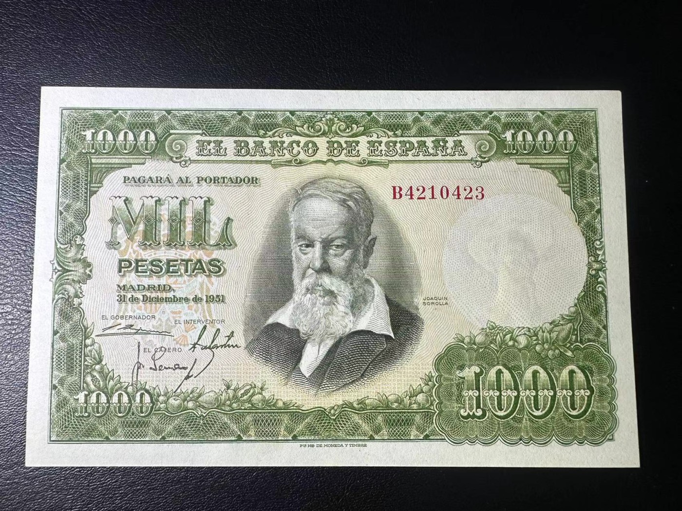 【Blue Auction】✨世界纸币精拍第434期【精】 西班牙 1951年1000比塞塔 大华金 AU+