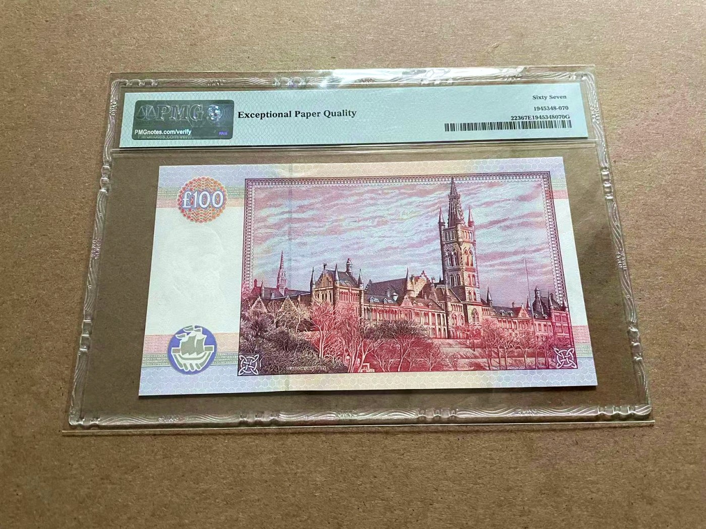 【Blue Auction】✨世界纸币精拍第434期【精】 【107小号】苏格兰 1996年100镑 PMG67EPQ 高分 开尔文教授 背面格拉斯哥大学大场景