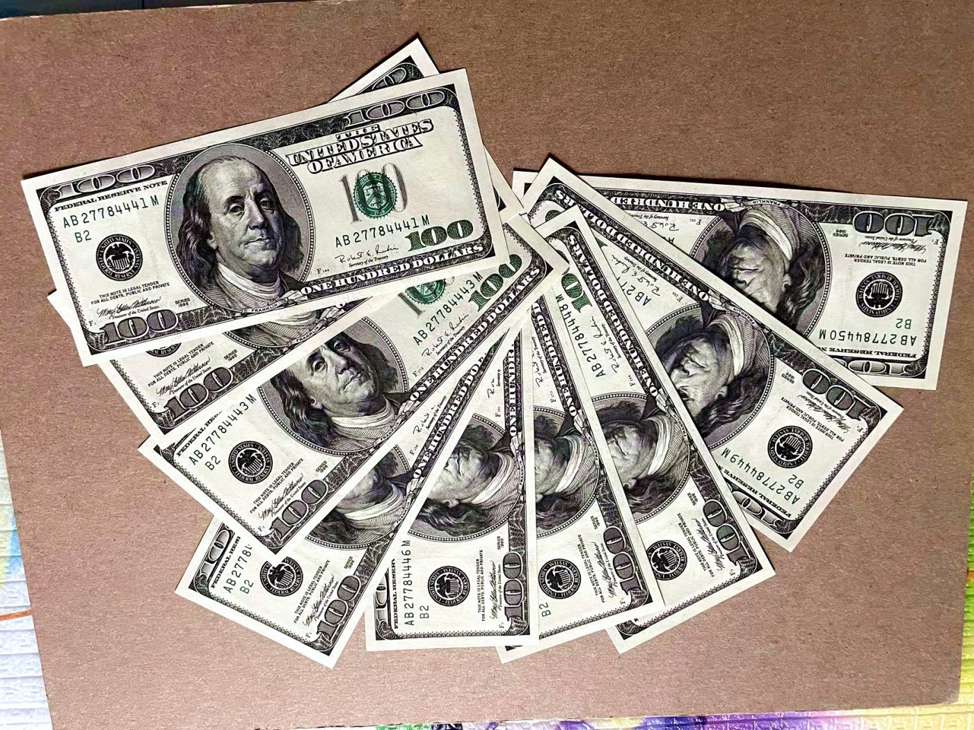 【Blue Auction】✨世界纸币精拍第434期【精】 【一组9张 缺豹子号】美国 1996年100美金 全新UNC