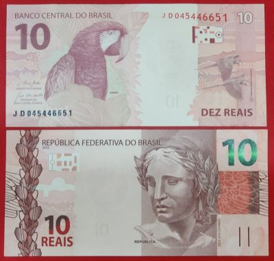巴西10雷亚尔纸币2010  UNC - 巴西10雷亚尔纸币2010  UNC