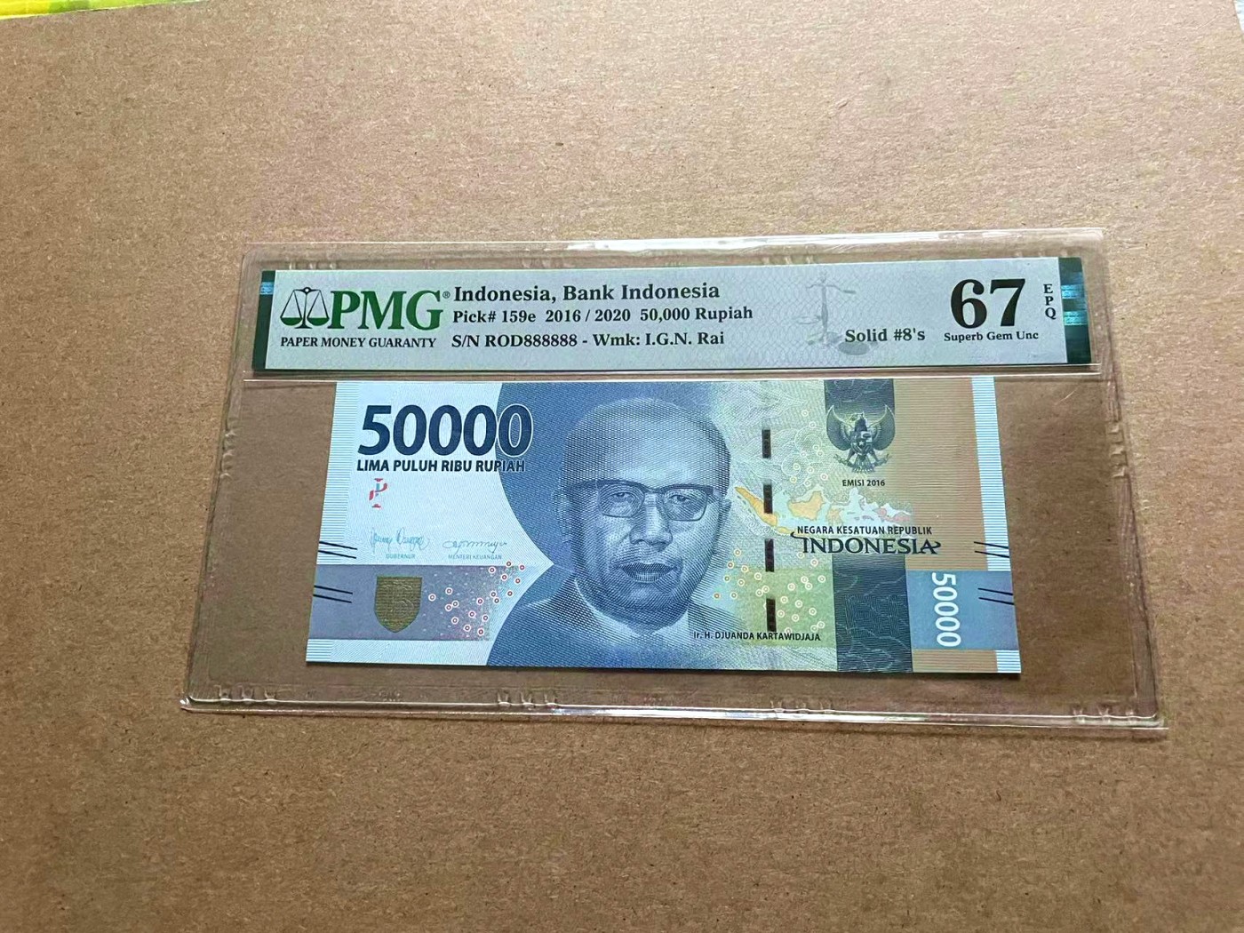 【Blue Auction】✨世界纸币精拍第434期【精】 【全同8】印尼 2020年50000卢比 PMG67EPQ 高分