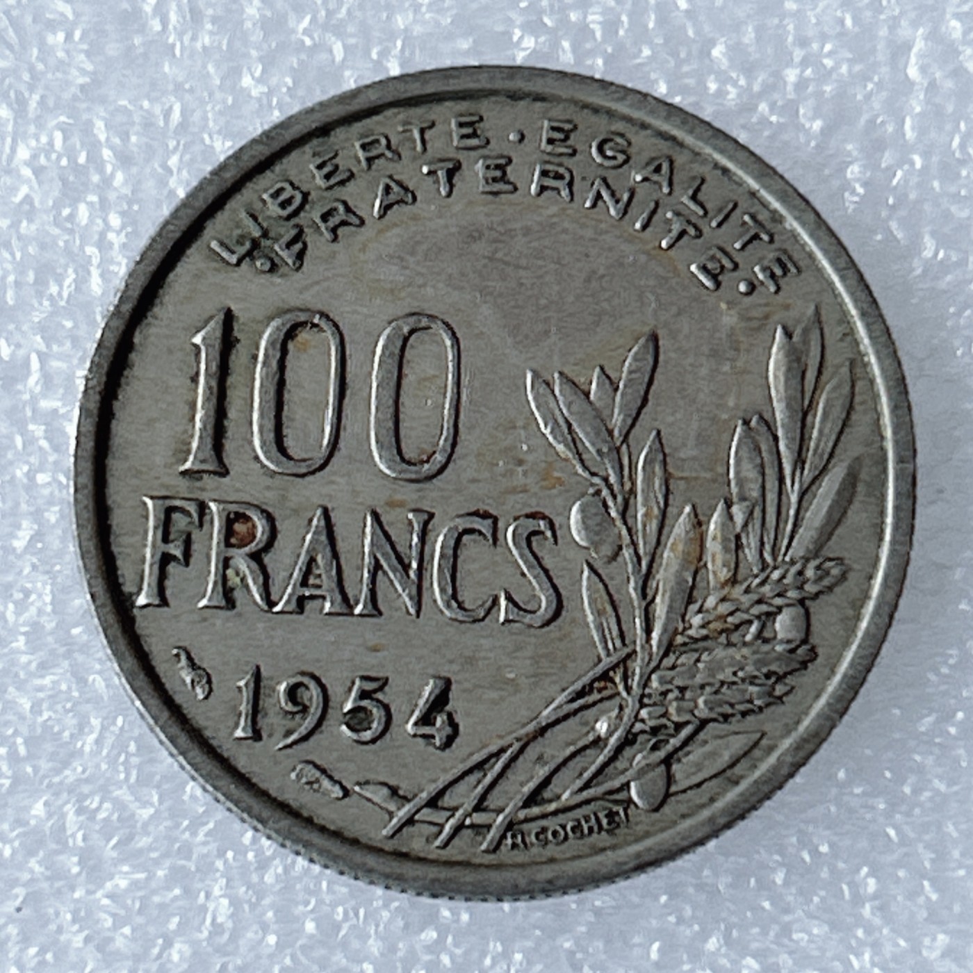 海外回流1元起拍小铺 各国钱币散币场 第8期 法国1954年100法郎 火炬女神
