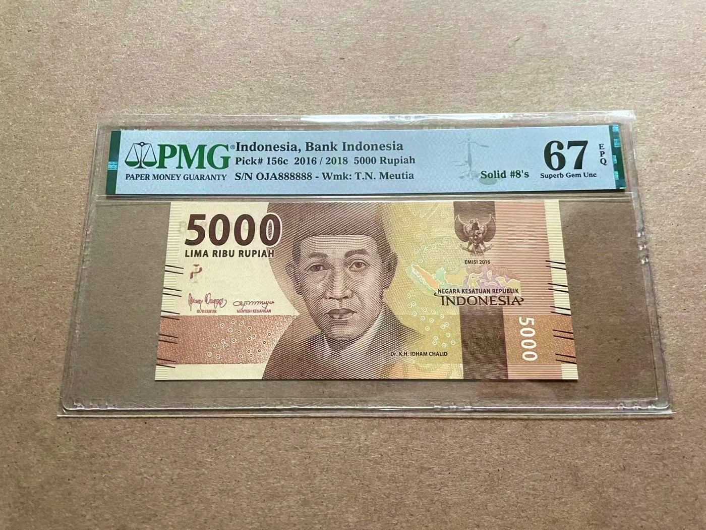 【Blue Auction】✨世界纸币精拍第434期【精】 【全同8】印尼 2018年5000卢比 PMG67EPQ 高分