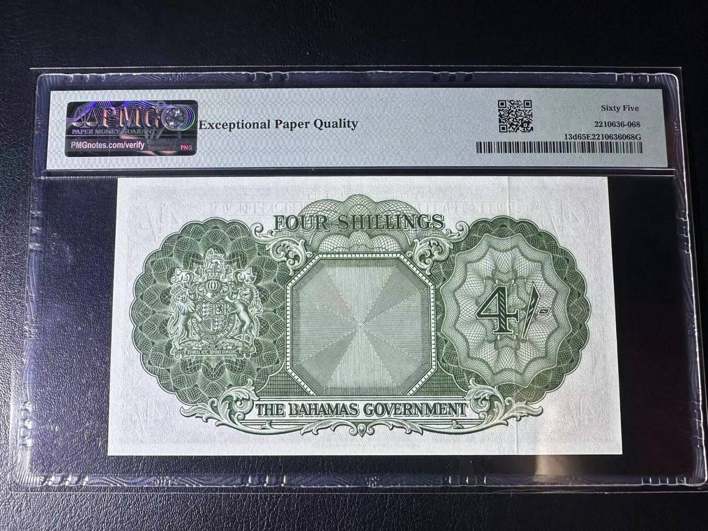 【Blue Auction】✨世界纸币精拍第434期【精】 巴哈马 1963年4先令 PMG65EPQ 大冠女王  