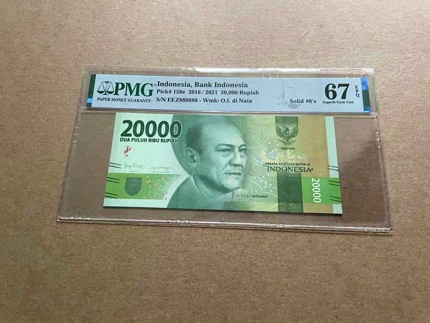 【Blue Auction】✨世界纸币精拍第434期【精】 【全同8】印尼 2021年20000卢比 PMG67EPQ 高分