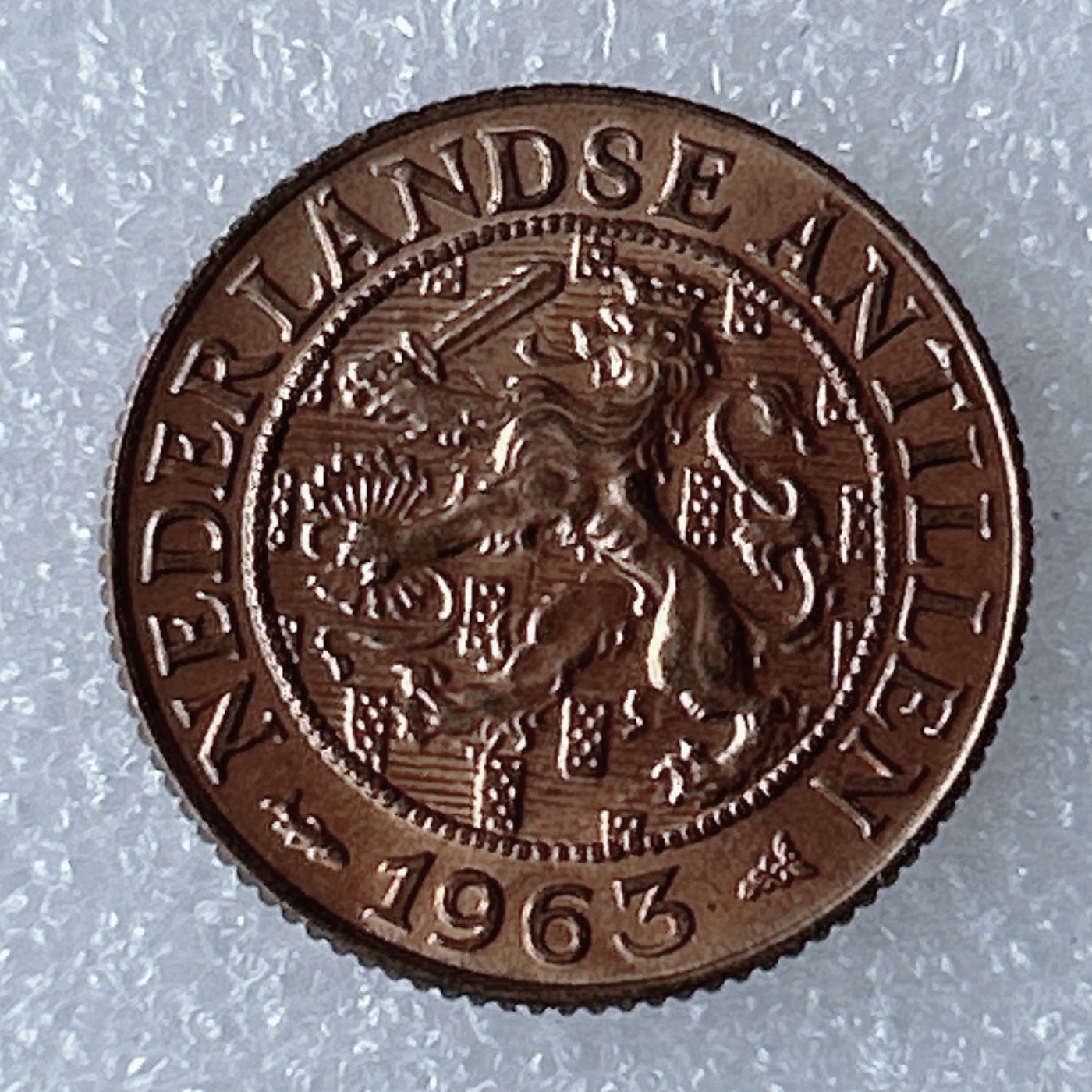 海外回流1元起拍小铺 各国钱币散币场 第8期 荷属安的列斯1963年1分 狮子持剑 殖民地 鱼暗记