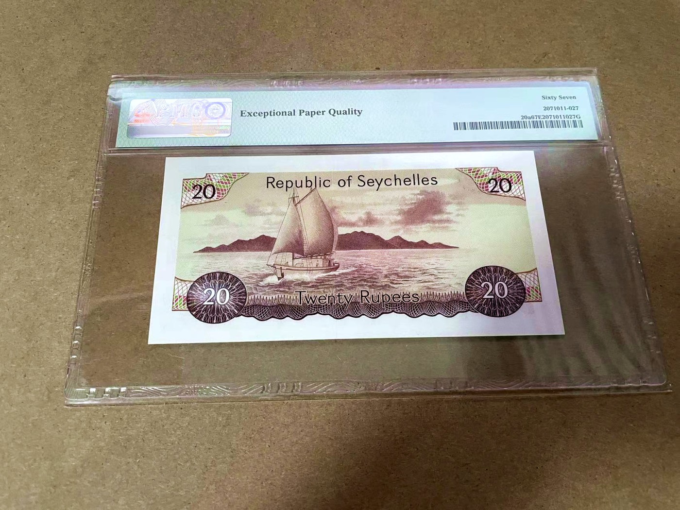 【Blue Auction】✨世界纸币精拍第435期【精】 【A1首发冠】塞舌尔 1977年20卢比 PMG67EPQ 高分 