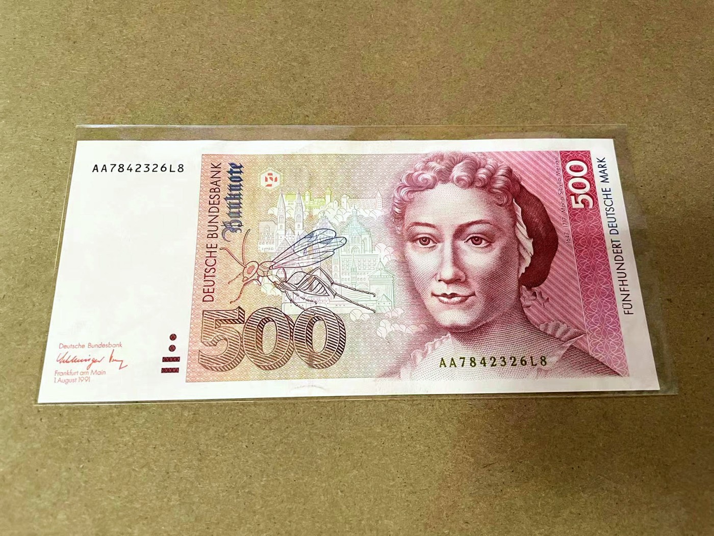 【Blue Auction】✨世界纸币精拍第435期【精】 【AA冠初版】德国 1991年500马克 梅里安 AU+/UNC-