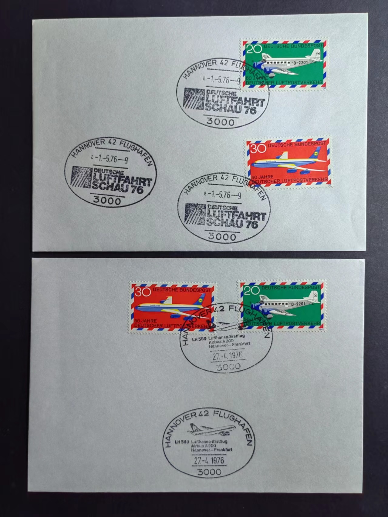 多国邮品✌（拍卖场）精品🔥专场 第④⑨场 德国🇩🇪1976年 汉莎航空-空中客车A300首飞