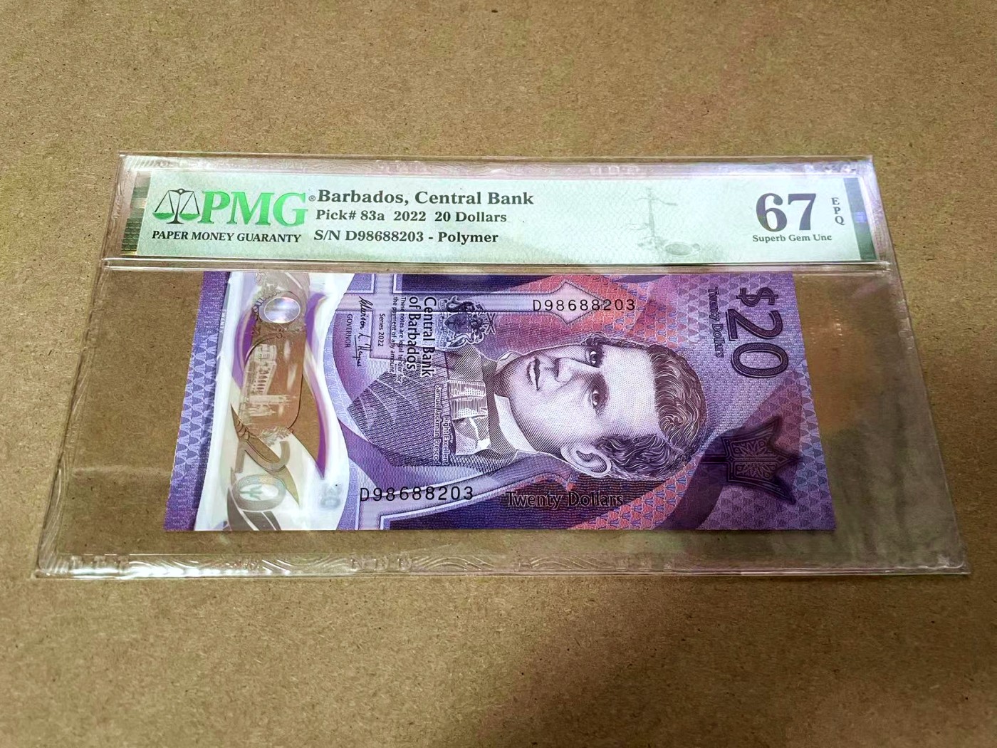 【Blue Auction】✨世界纸币精拍第435期【精】 【无47】巴巴多斯 2022年20元 PMG67EPQ 高分