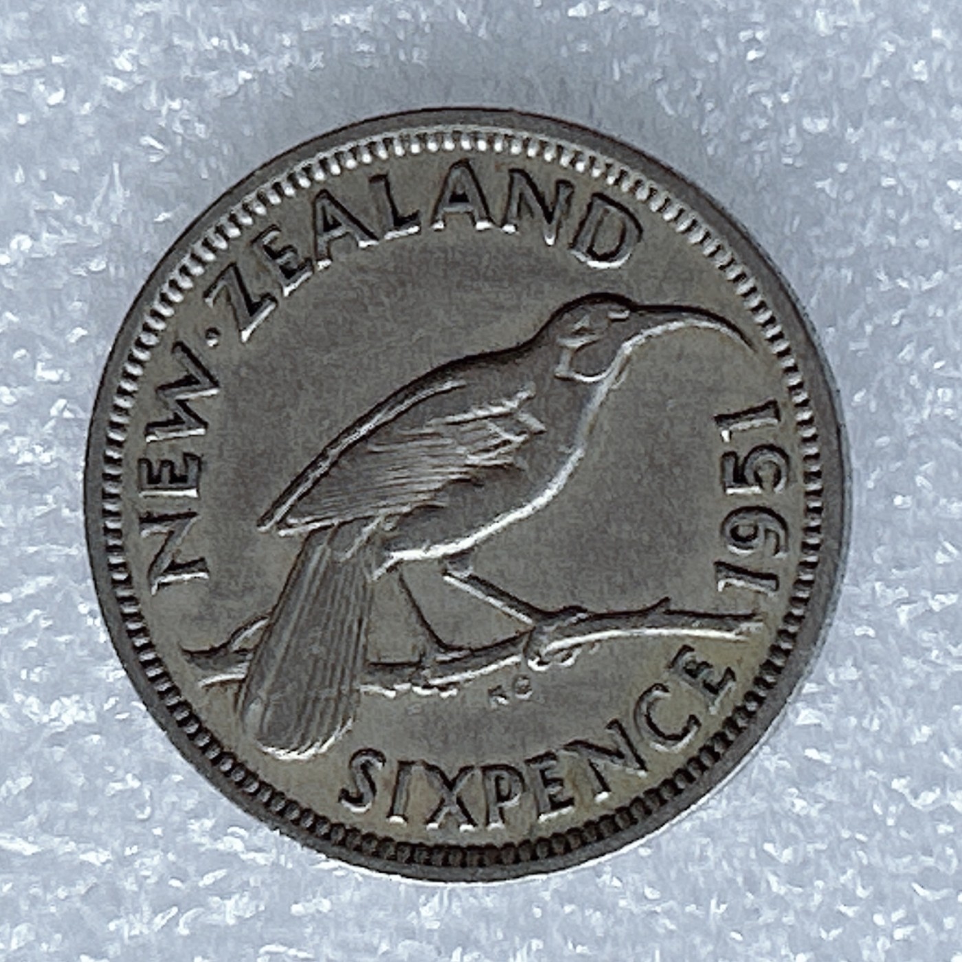 海外回流1元起拍小铺 各国钱币散币场 第8期 新西兰1951年乔治六世垂耳鸦6便士