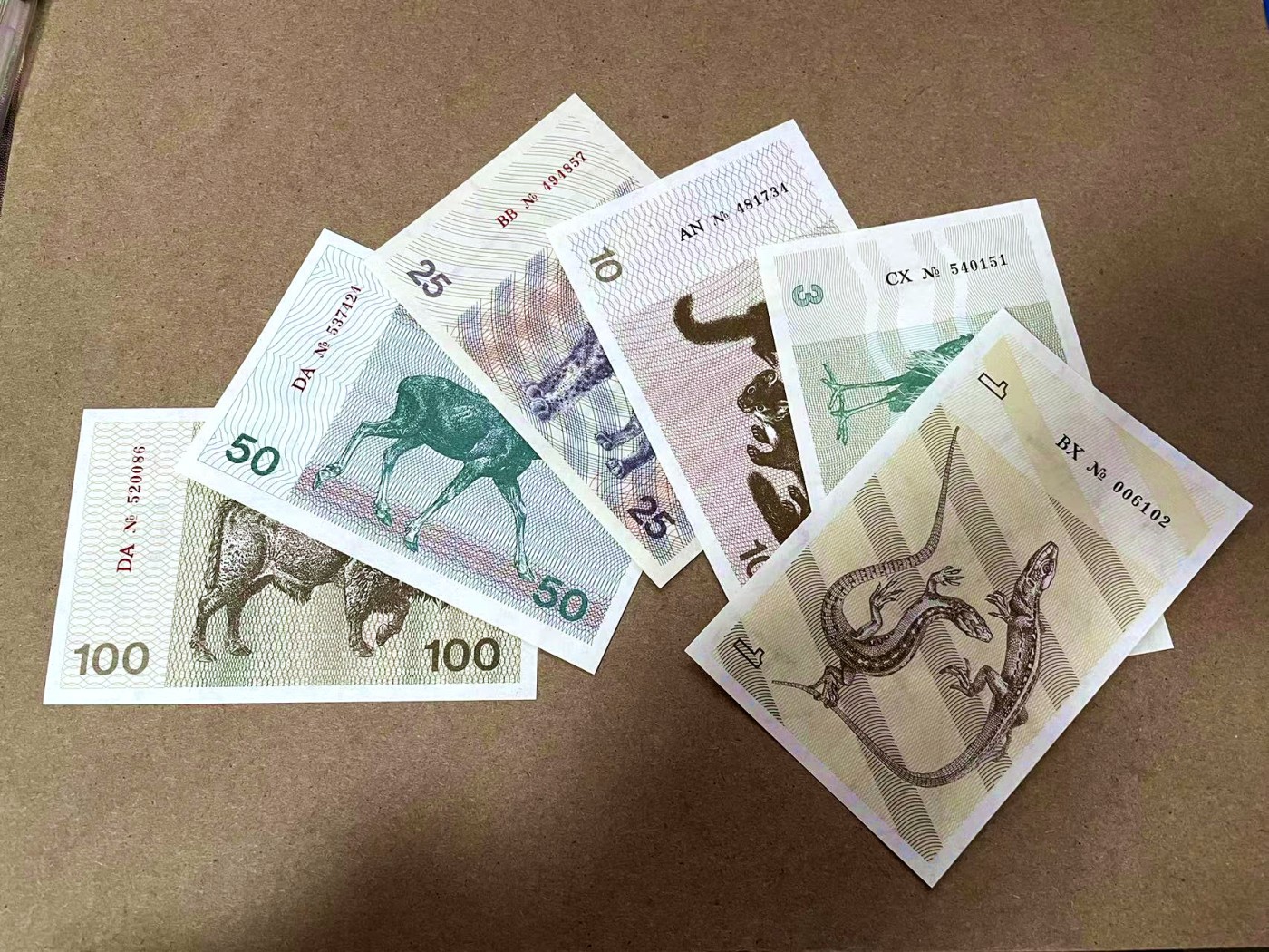 【Blue Auction】✨世界纸币精拍第435期【精】 【一组6张】立陶宛 1991年1-100立特 UNC/UNC-