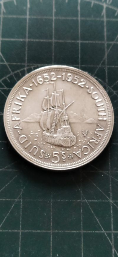 外国硬币初藏散币银币第22场 - 南非5先令1952年开普敦建立300周年纪念银币原光