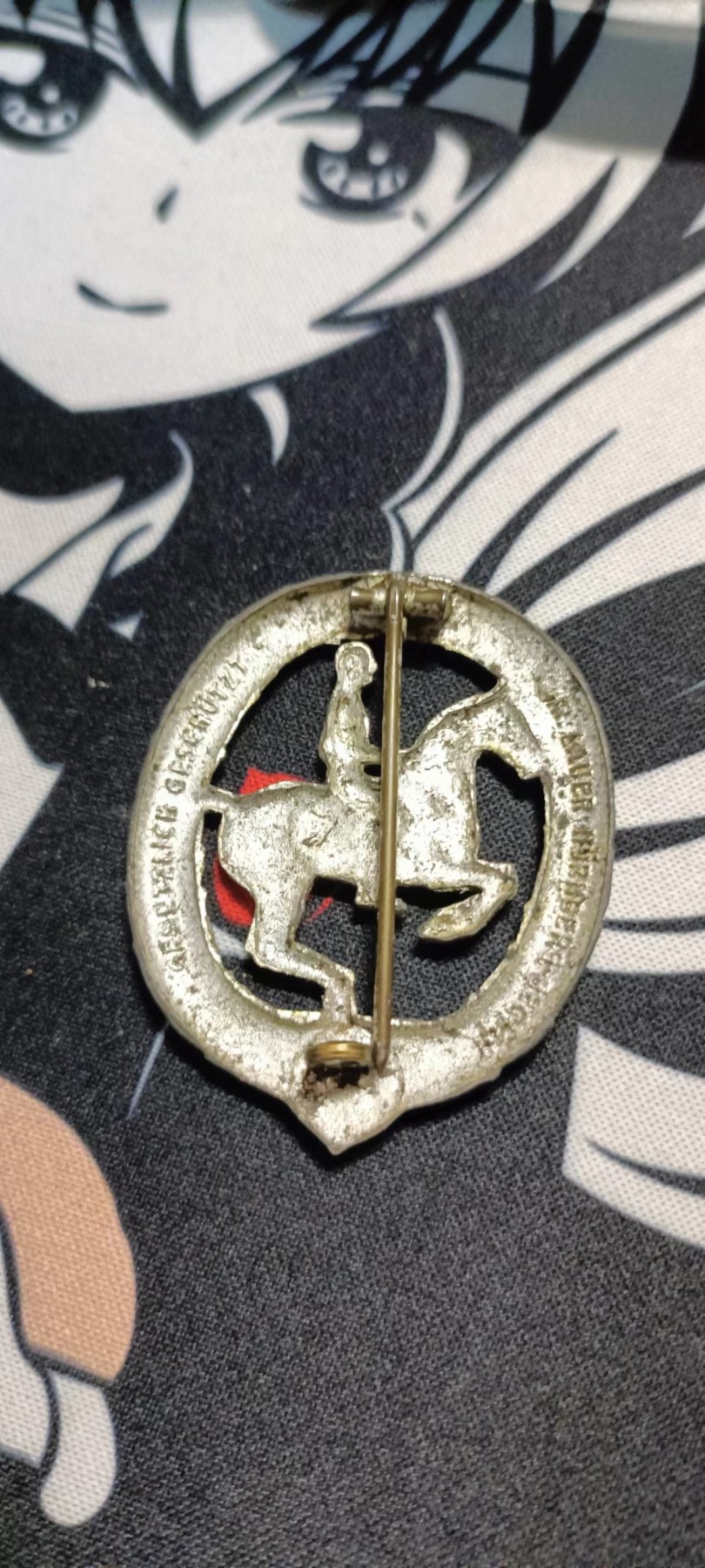二战德国银级马术证章，铜镀银材质，战场遗留品相