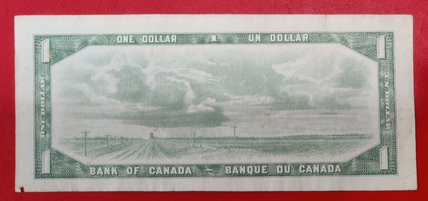 加拿大1954年联邦百年1元纪念钞 流通品 保真收藏