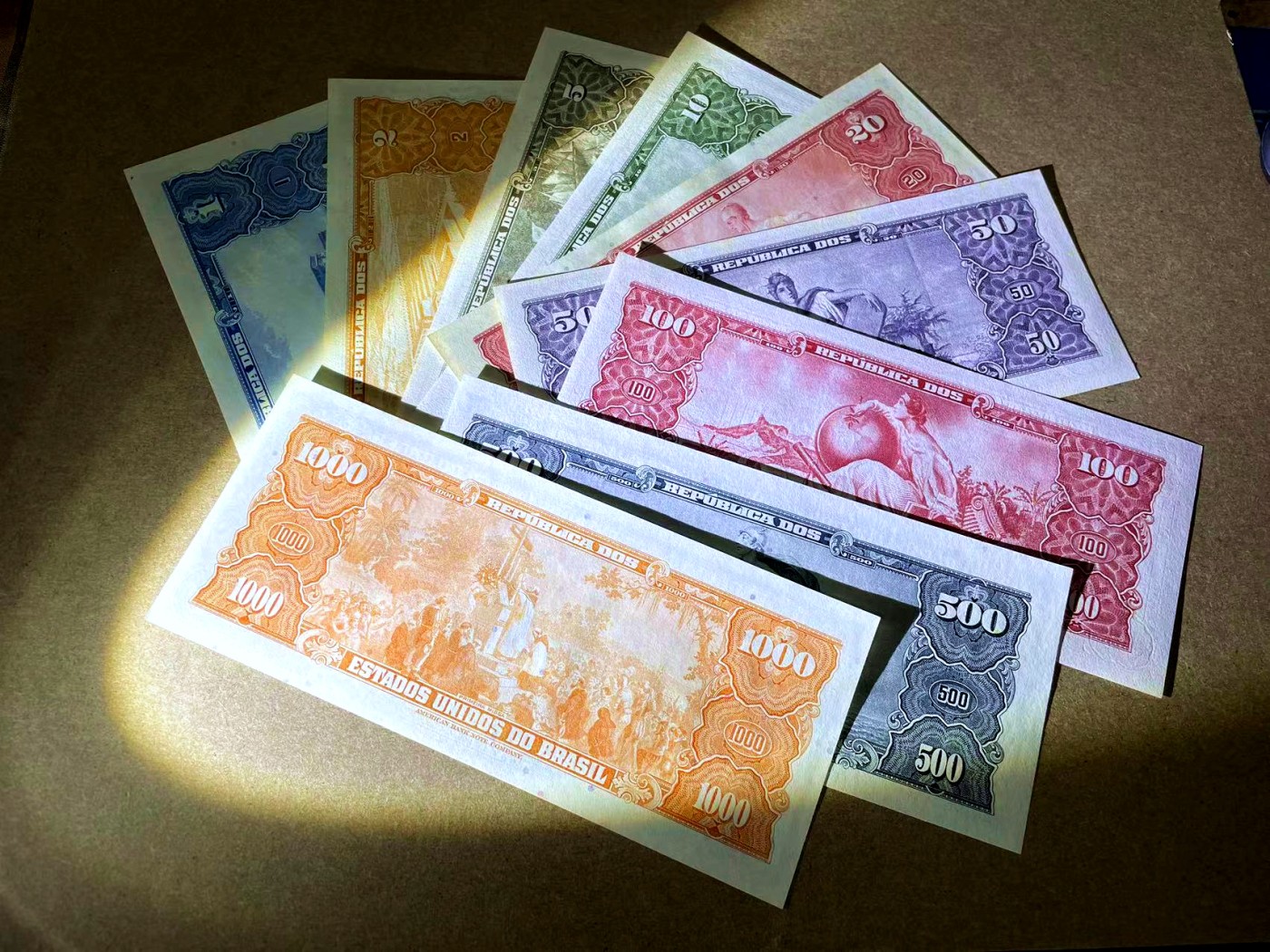 【Blue Auction】✨世界纸币精拍第435期【精】 【一组9张】巴西1-1000克鲁塞罗 UNC/UNC- ABNC雕刻精美