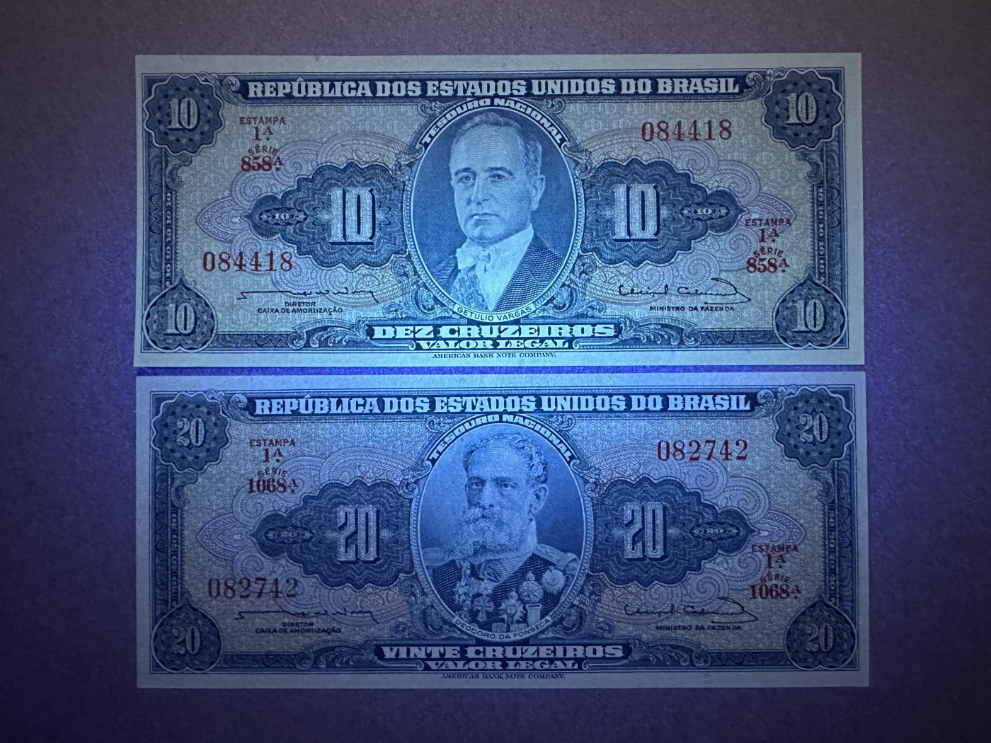 《张总收藏》138期-节后首期外币高货场 巴西10、20克鲁塞罗2张 UNC 1961年发行老版本