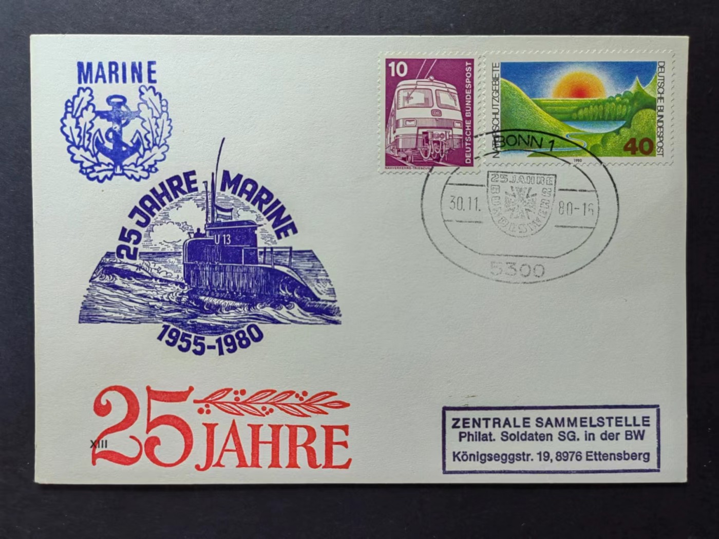 多国邮品✌（拍卖场）精品🔥专场 第④⑨场 1980年 德国🇩🇪海军25周年 （实寄）