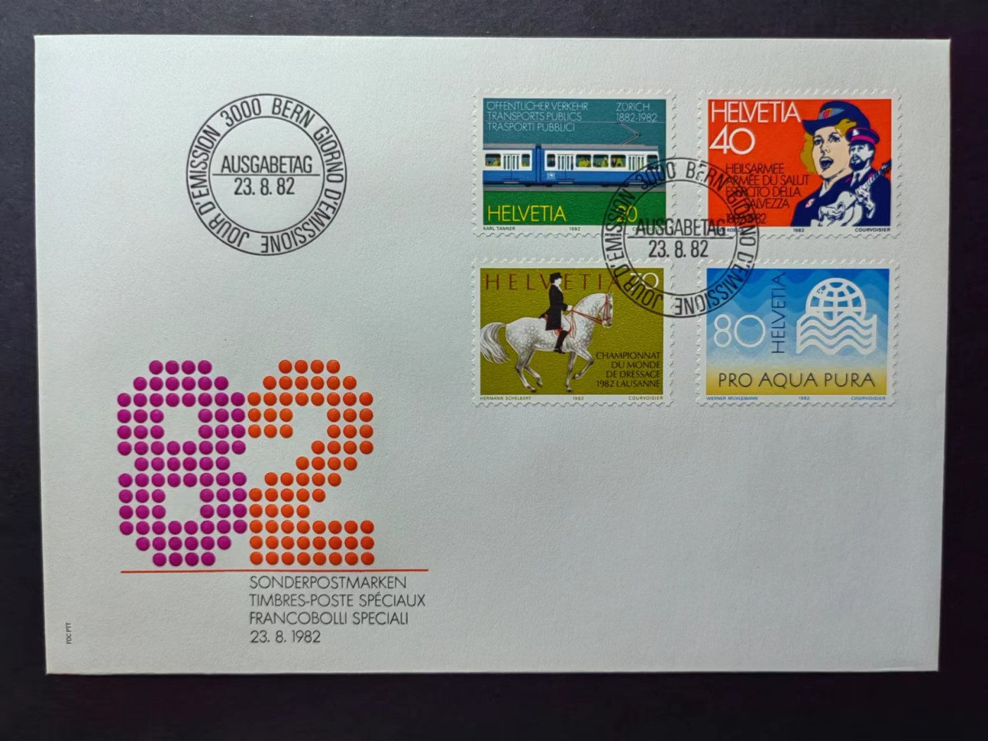 多国邮品✌（拍卖场）精品🔥专场 第④⑨场 瑞士🇨🇭1982年 苏黎世电车 救世军 马术 供水联合会4全 （一套少见）