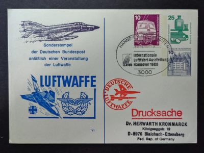多国邮品✌（拍卖场）精品🔥专场 第④⑨场 - 1980年 德国🇩🇪空军-国际航空展（实寄）