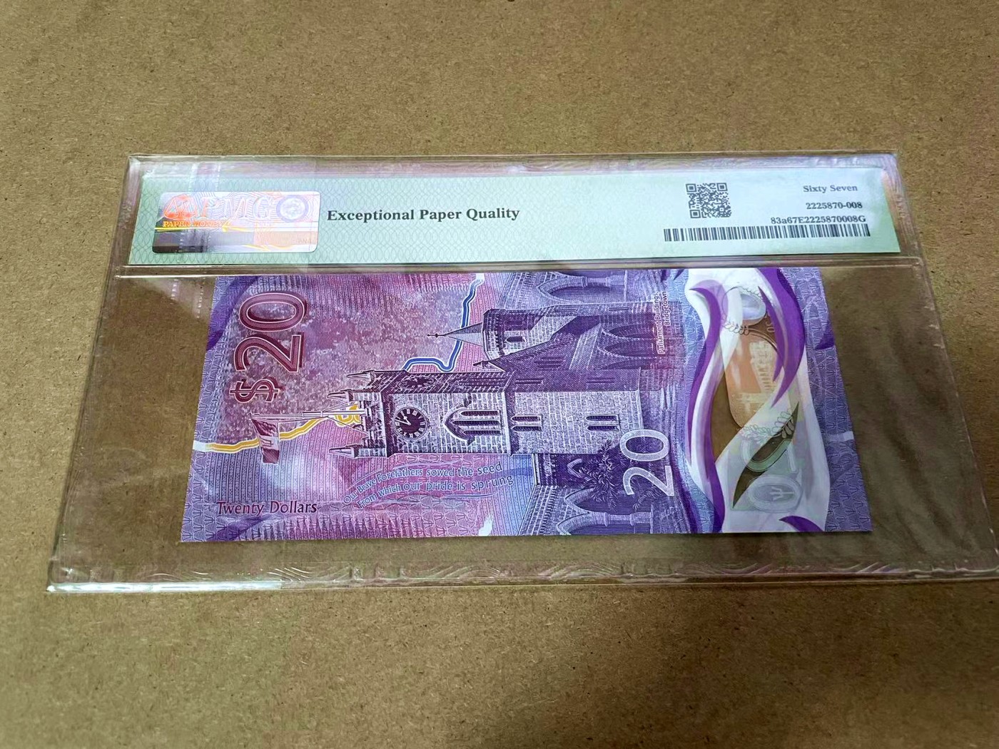 【Blue Auction】✨世界纸币精拍第435期【精】 【无47】巴巴多斯 2022年20元 PMG67EPQ 高分