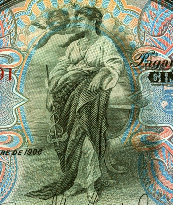 【Blue Auction】✨世界纸币精拍第435期【精】  【百年风云】西班牙早期 1906年50比塞塔 BWC出品 女神&小天使 雕刻精美 PMG58 较高分