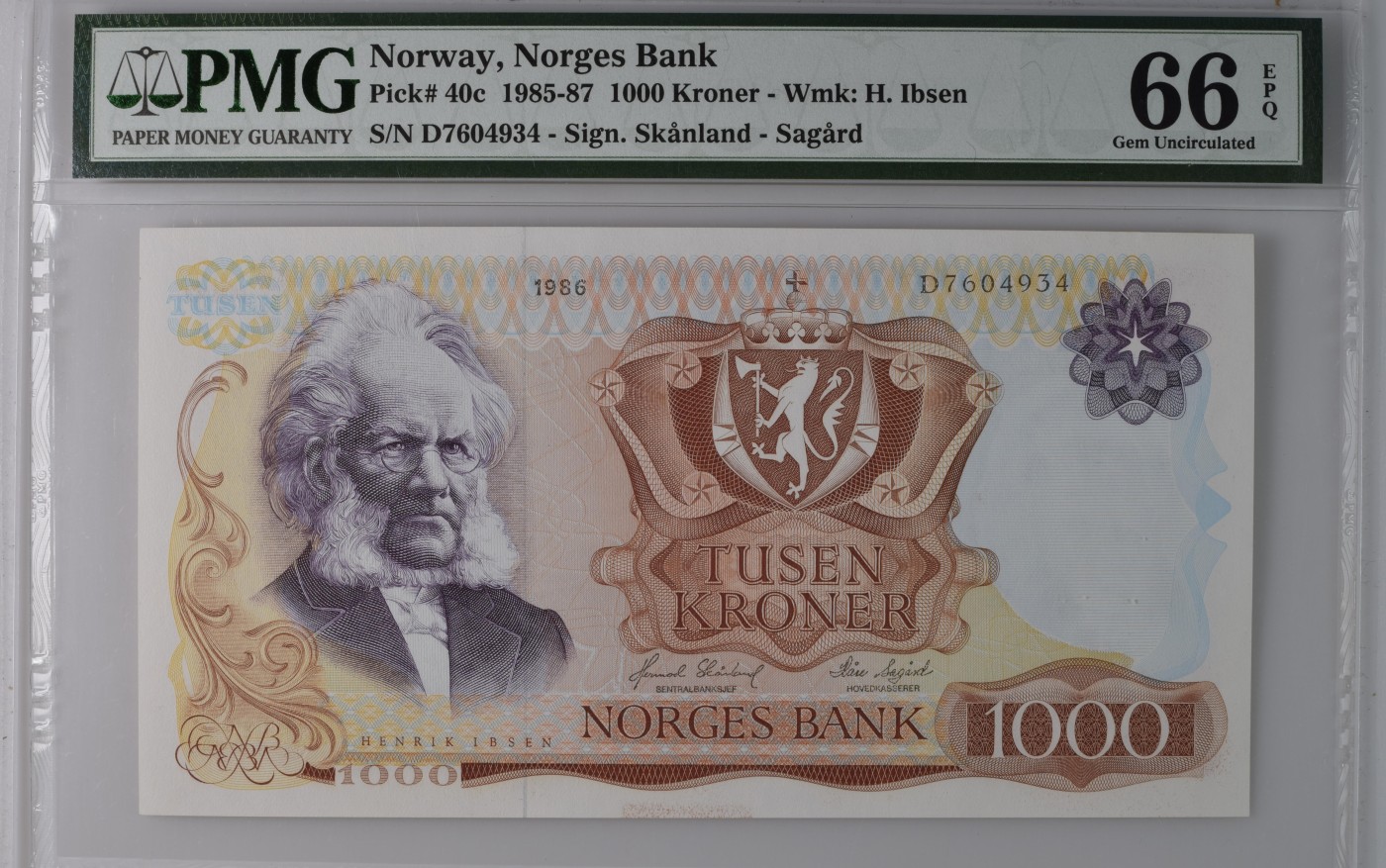 Immortal acution 2024拍场 挪威1000经典，PMG66