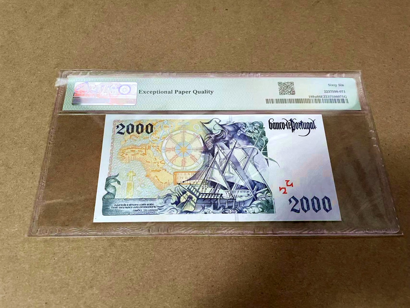 【Blue Auction】✨世界纸币精拍第435期【精】 【a版 无47】葡萄牙 1995年2000埃斯库多 PMG66EPQ 