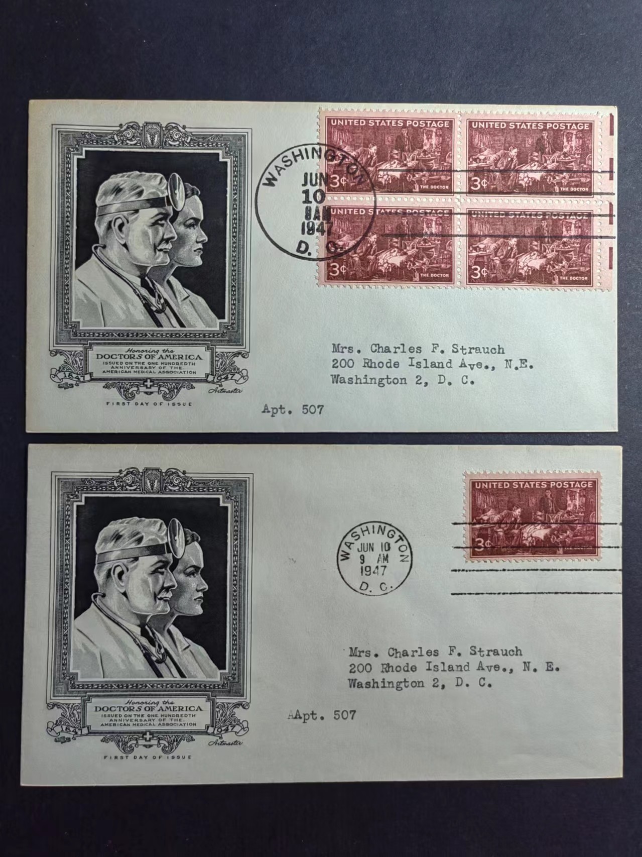 多国邮品✌（拍卖场）精品🔥专场 第④⑨场 1948年🇺🇸 美国医学协会100周年 实寄