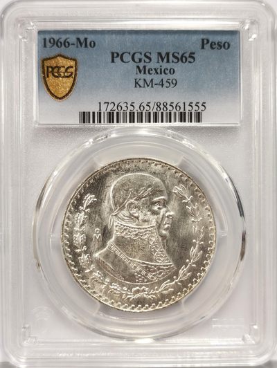 博洋堂世界钱币拍卖第151期（全场包邮） - PCGS MS65 墨西哥1966年1比索鹰洋银币