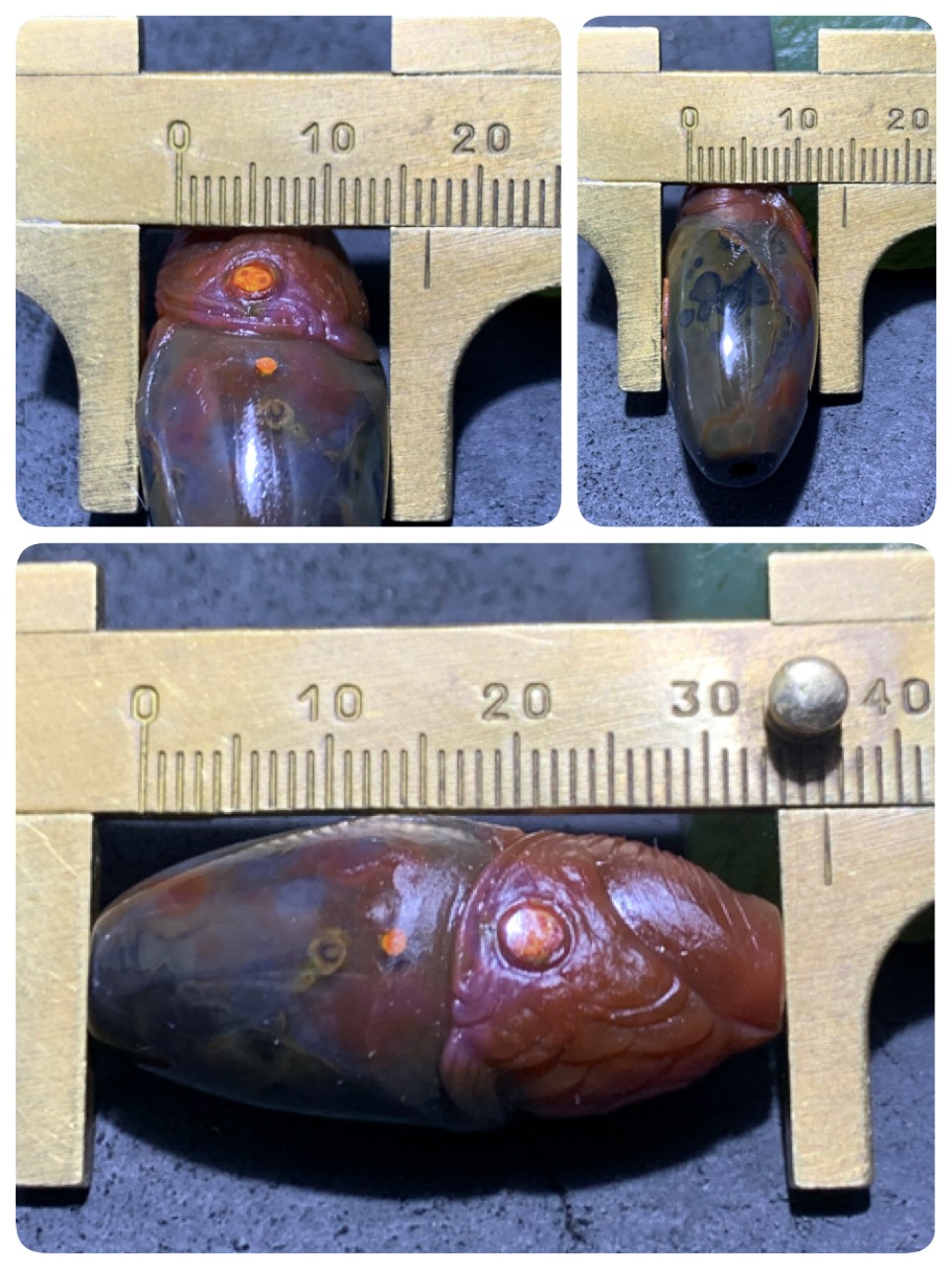 精美亚光战国红玛瑙手工俏色巧雕龙鱼钱币勒子一个，