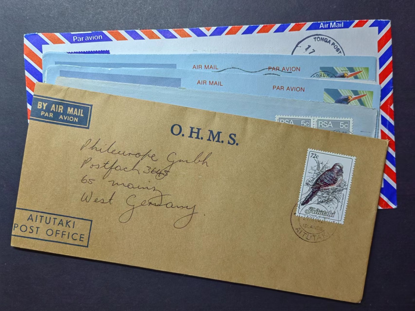 多国邮品✌（拍卖场）精品🔥专场 第④⑨场 鸟类实寄邮封+南非学校寄德国机构感谢信，感谢捐赠资金