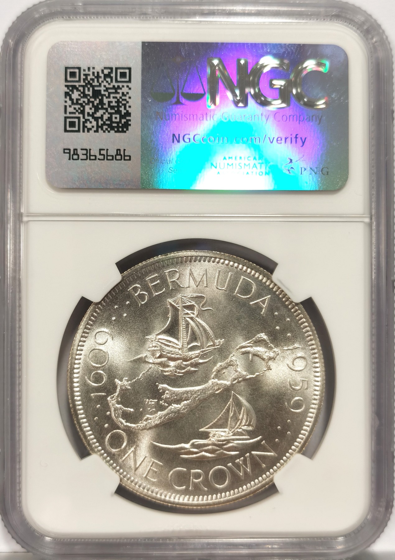 博洋堂“长夏未央”8月精品专场暨第089期（全场包邮） NGC MS67 英属百慕大1959年殖民地发现350周年纪念伊丽莎白二世1克朗银币 高分币