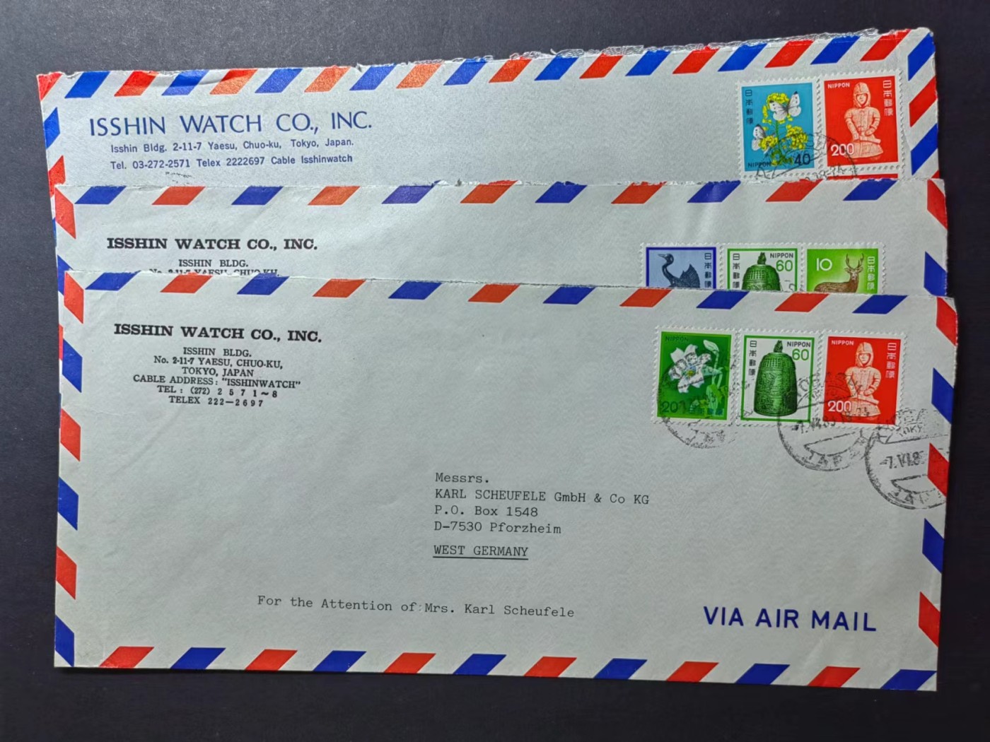 多国邮品✌（拍卖场）精品🔥专场 第④⑨场 日本伊信钟表有限公司寄西德航空邮封
