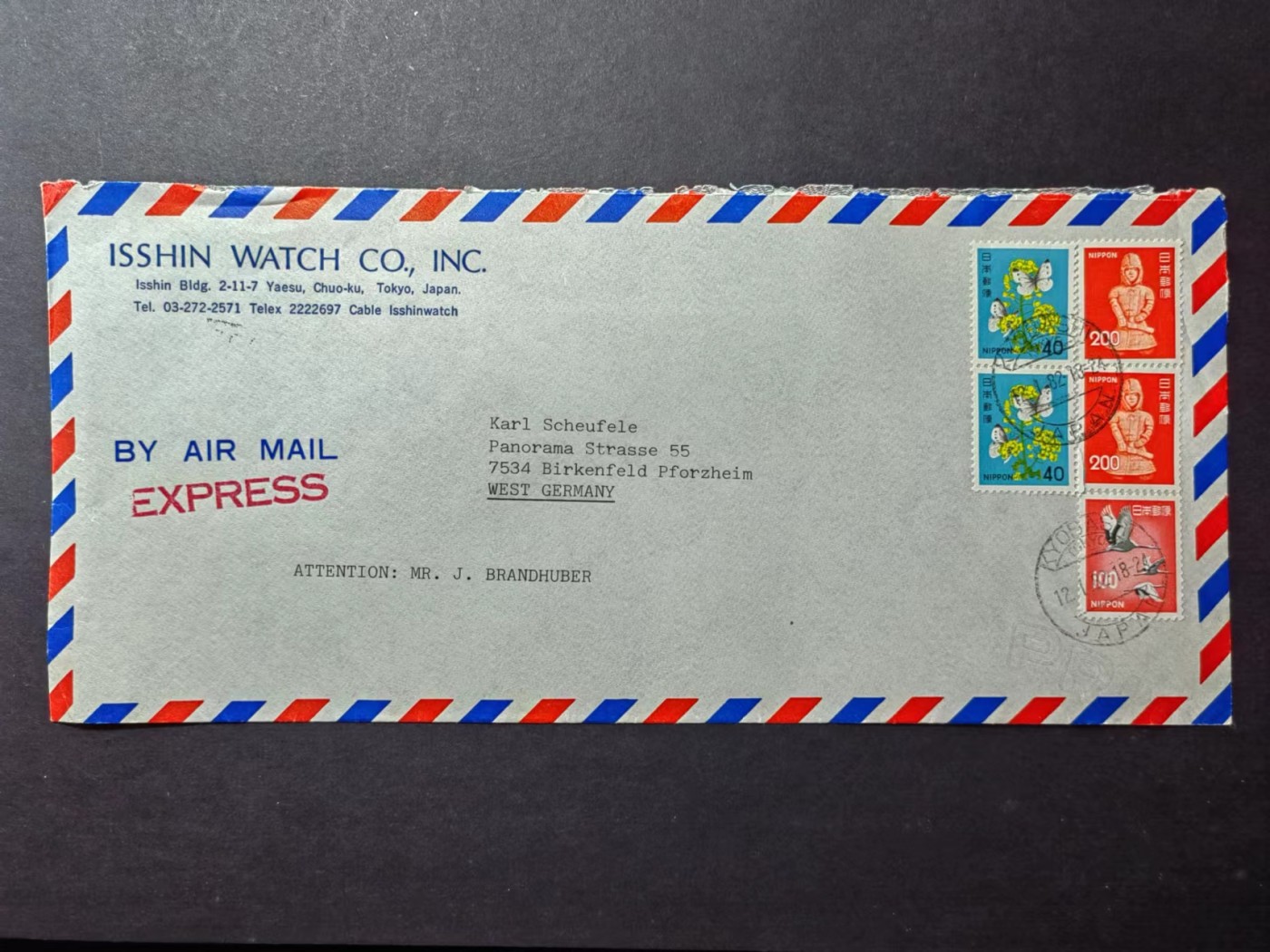 多国邮品✌（拍卖场）精品🔥专场 第④⑨场 日本伊信钟表有限公司寄西德航空邮封