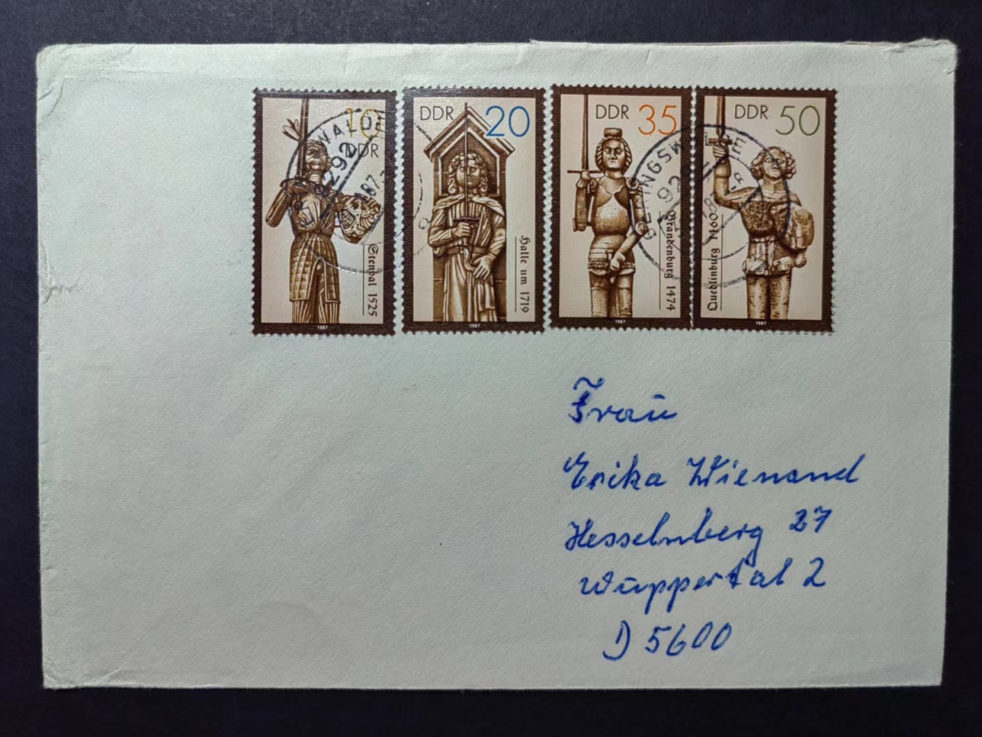 多国邮品✌（拍卖场）精品🔥专场 第④⑨场 东德1987 历史纪念碑 城市广场骑士雕像4全