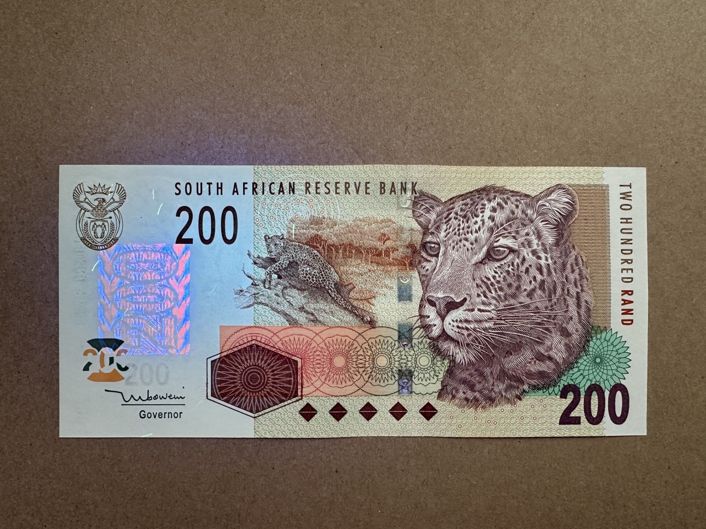 《张总收藏》138期-节后首期外币高货场 南非200兰特 UNC 2005年非洲豹
