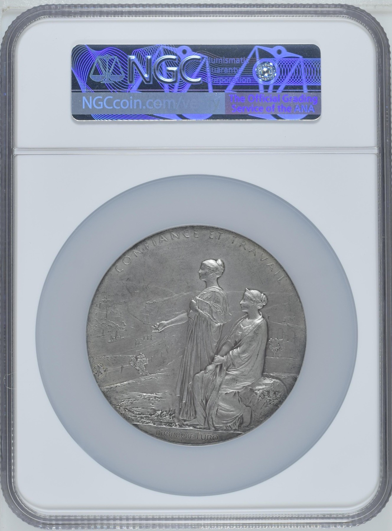 「木头集藏」章牌专场-第38期 O.Roty～法国法兰西银行建行百年纪念银章 直径：68mm，