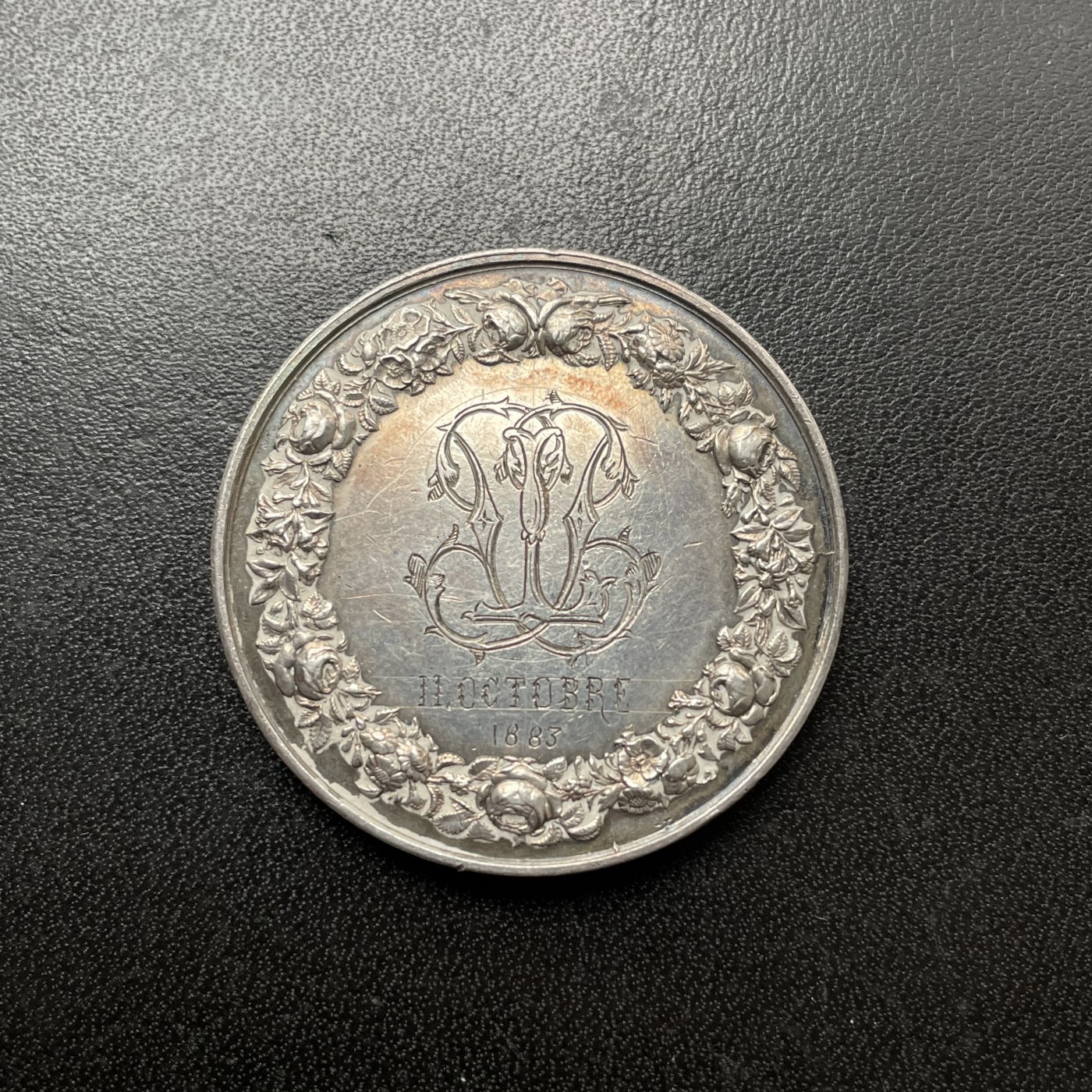 「木头集藏」章牌专场-第38期 1883年法国婚礼银章   直径：37mm，21.9g，边铭：丰饶角 ARGENT