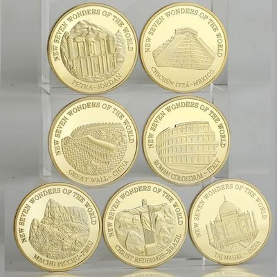 红色记忆，毛主席纪念章 - 新世界七大奇迹币文化遗产收藏币长城纪念硬币浮雕金字塔金币定制