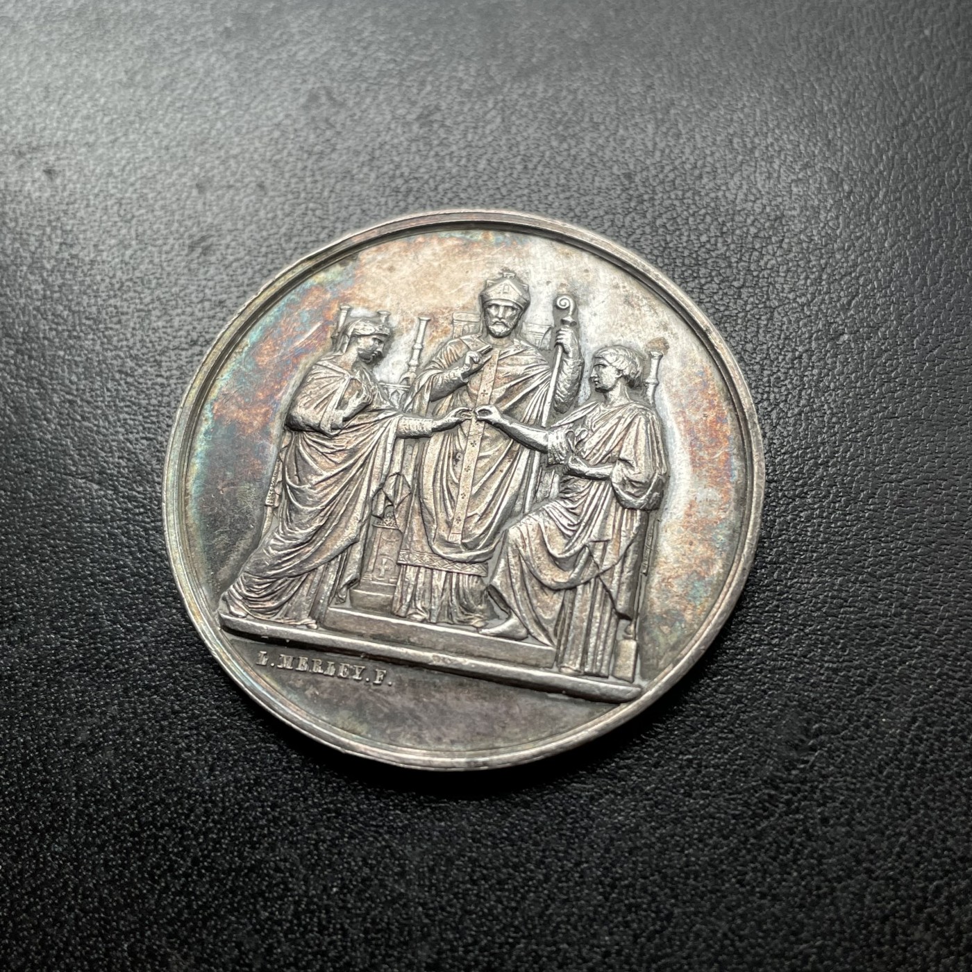 「木头集藏」章牌专场-第38期 1883年法国婚礼银章   直径：37mm，21.9g，边铭：丰饶角 ARGENT