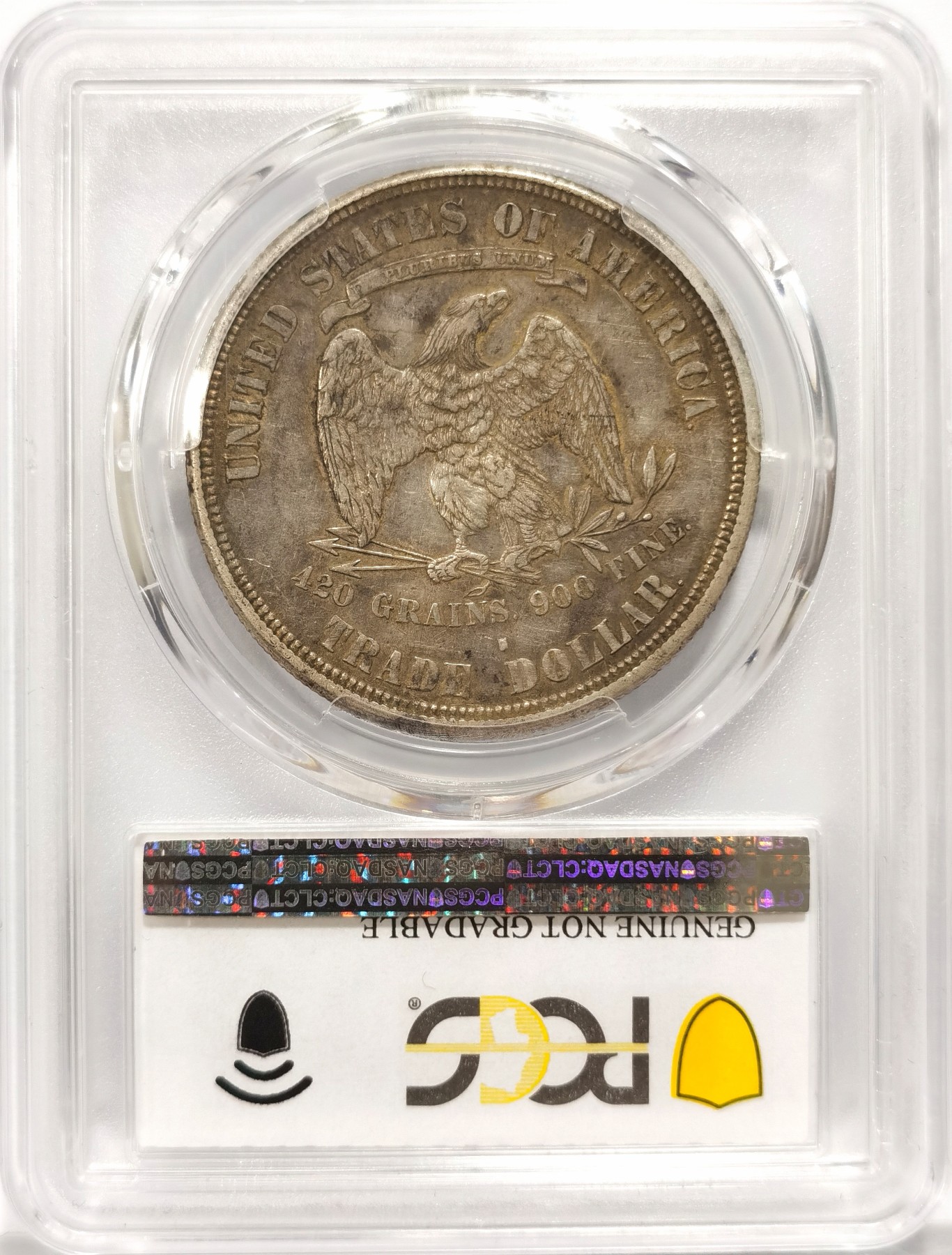 博洋堂世界钱币拍卖第090期（全场包邮） PCGS XF 美国1876-S拿花贸易银币，原味包浆