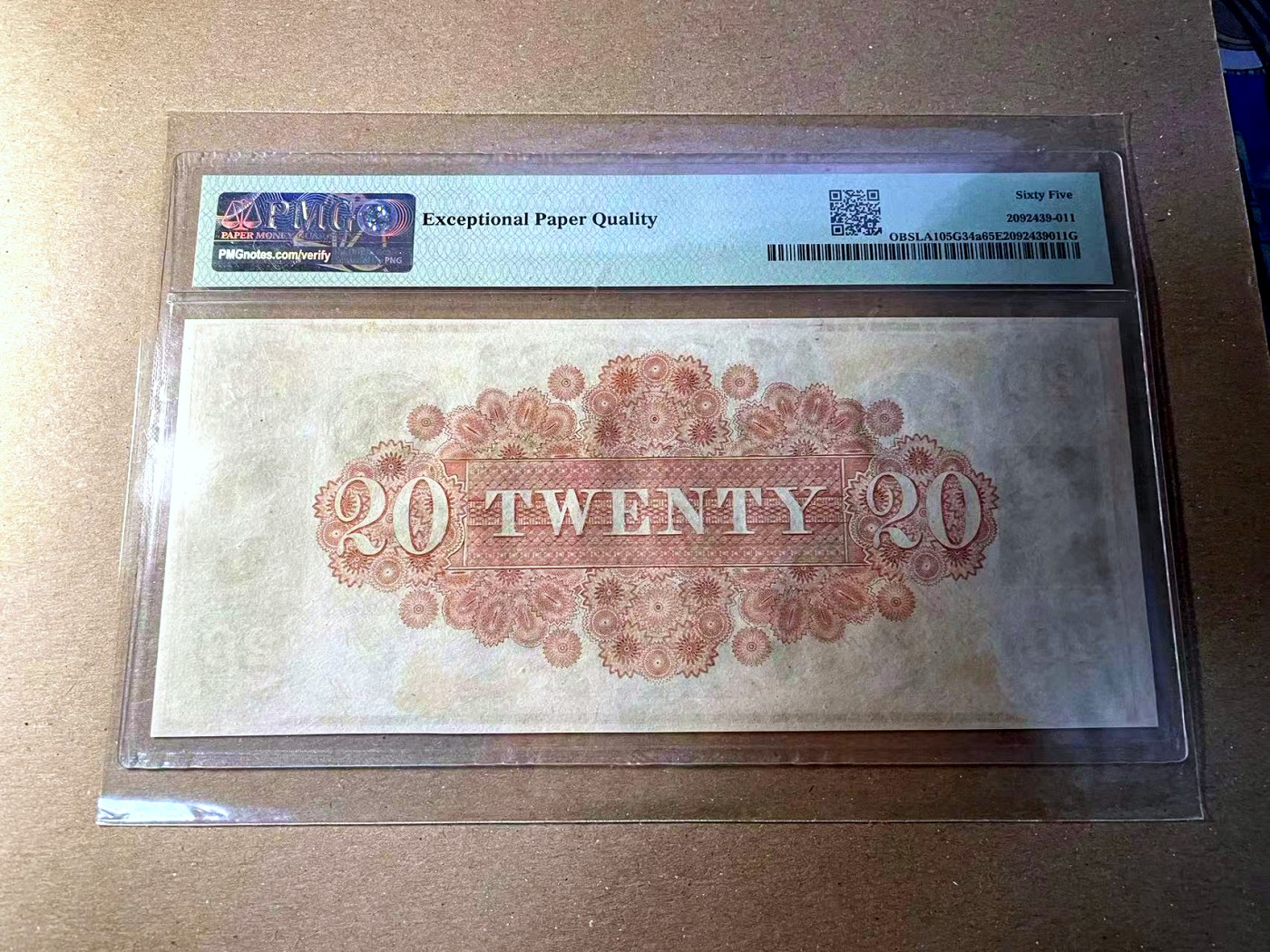 【Blue Auction】✨世界纸币精拍第436期【精】 美国 路易斯安那 1840年代 20美金 PMG65EPQ 双面设计大票幅 PMG65EPQ 