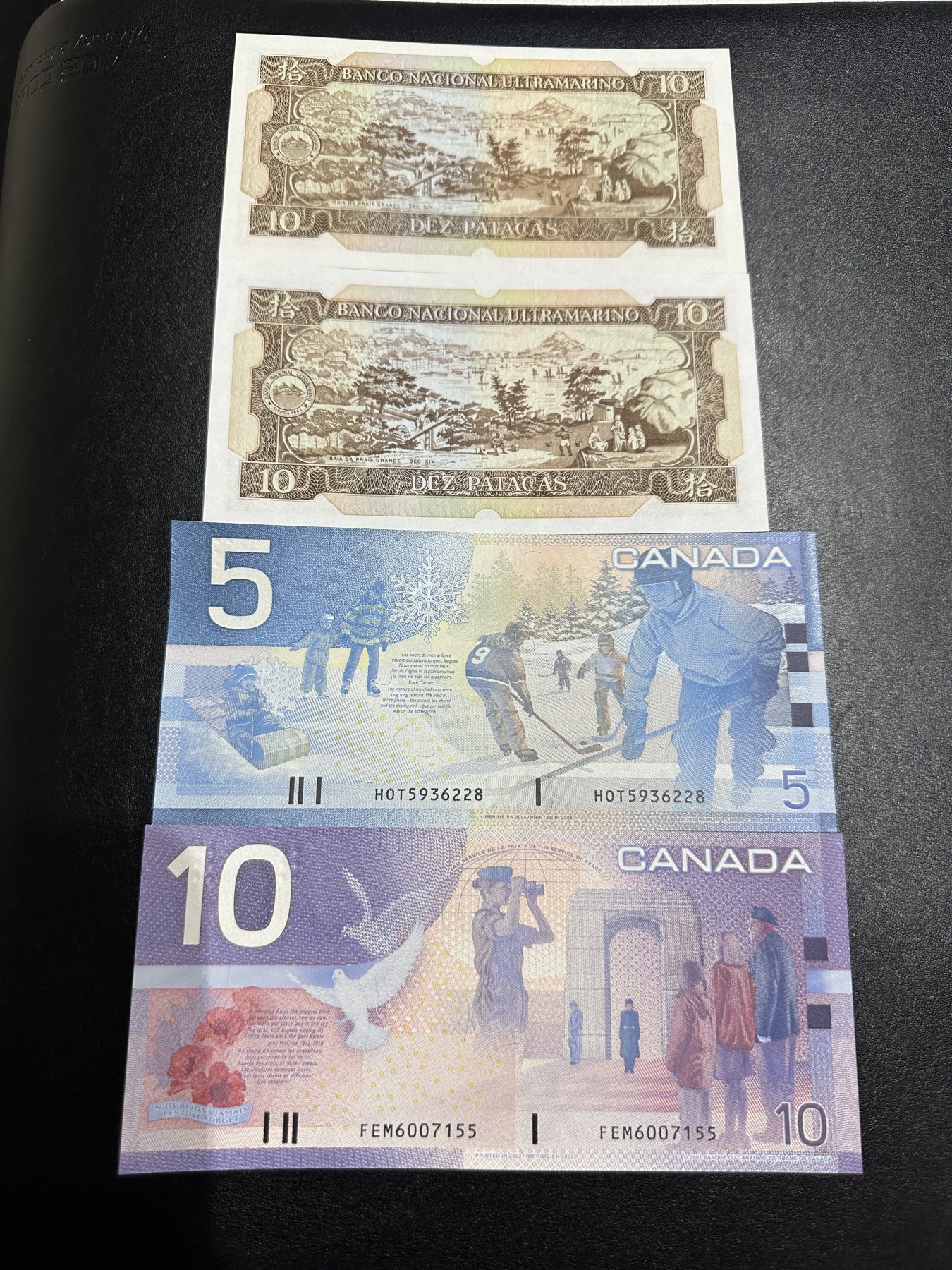 《外钞收藏家》第三百四十一期 澳门大西洋银行10元两张+加拿大旅版初版两张 四张一起 全新UNC