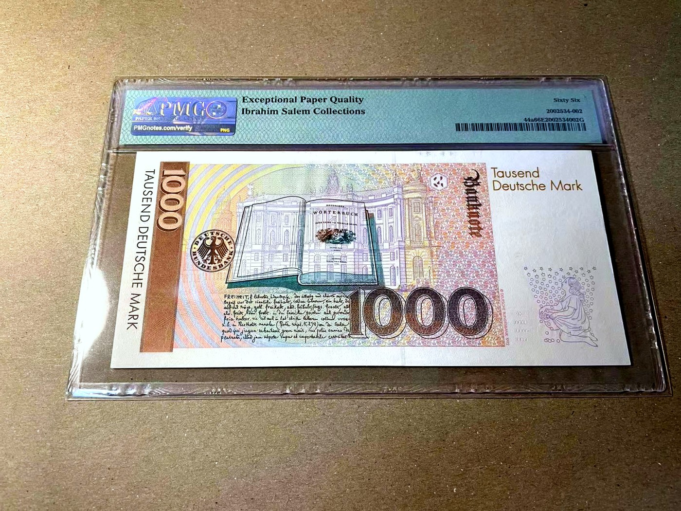 【Blue Auction】✨世界纸币精拍第436期【精】 【名家收藏 AA冠初版】德国 1991年1000马克 PMG66EPQ 格林兄弟 